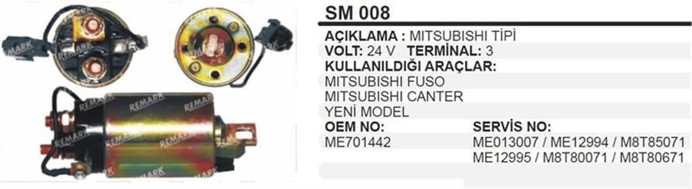 Marş Otomatik 12V.Mitsubishi – Mitsubishi Canter, Nissan Navara, Mitsubishi Pajero
