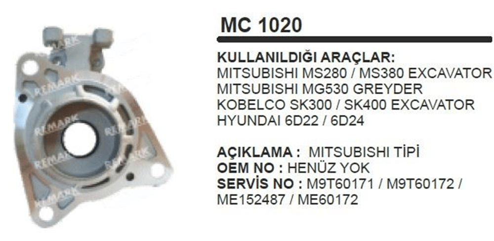 Marş Pinyon Kapağı MG530 Kobelco 6D22-7055 – Hyundai