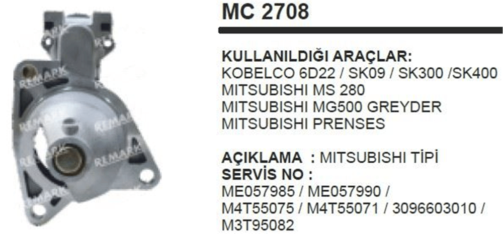 Marş Pinyon Kapağı Mitsubishi Kobelco SK09-SK300-SK400
