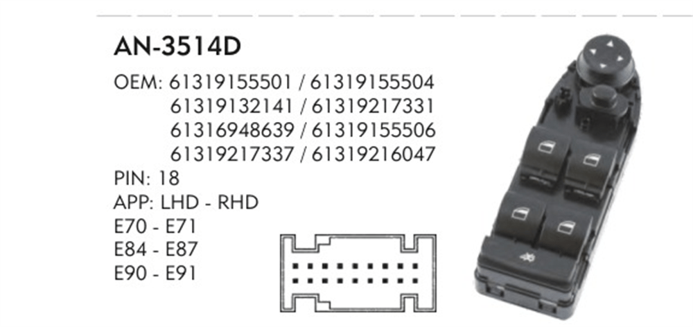 MCAR Cam Açma Düğmesi Sol Katlanmaz Çerçevesiz 1 E87 3 Serisi E90 3 Serisi E91 – BMW X1, E84, X5, E70 vb.