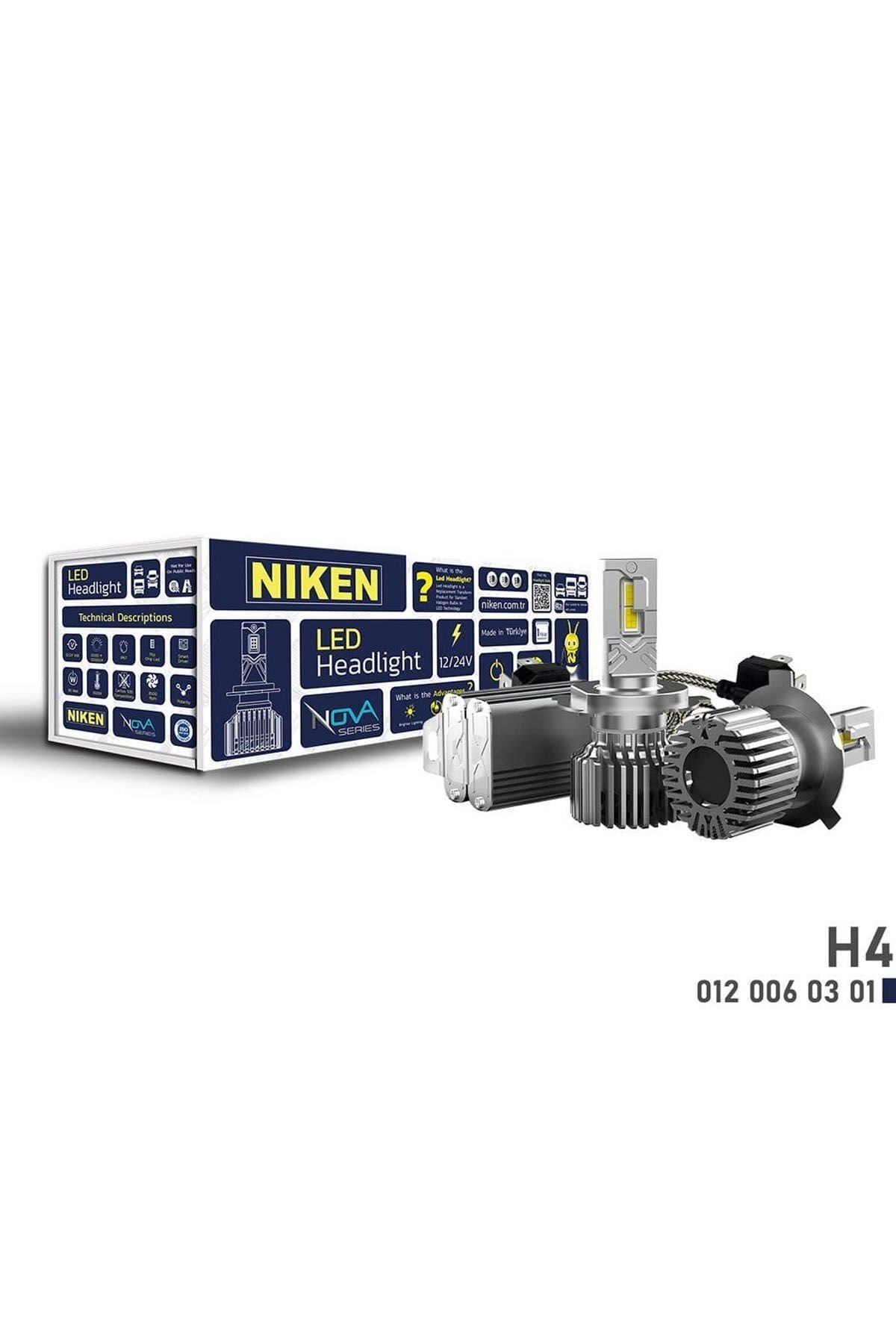 NIKEN Nova Serisi 90W 24000 Lümen H4 Led Xenon Far Ampulü 12-24V