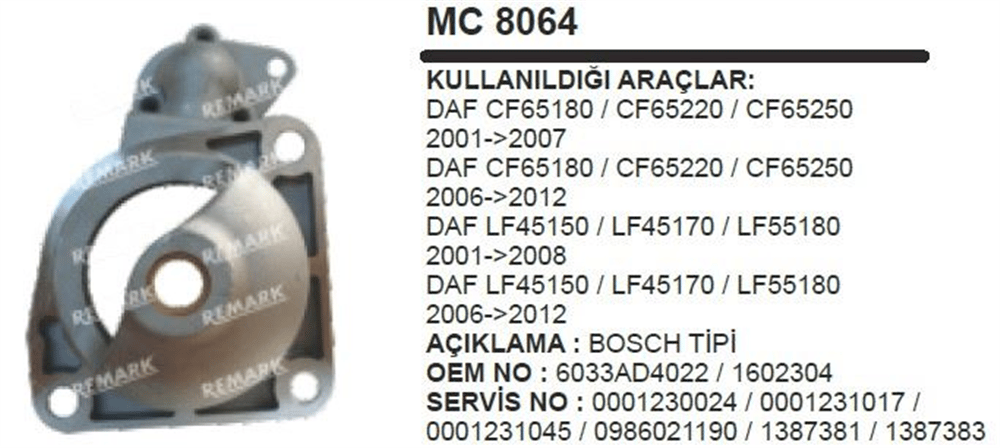 Pinyon Kapağı Bosch 231 – DAF CF65 LF45 2001+