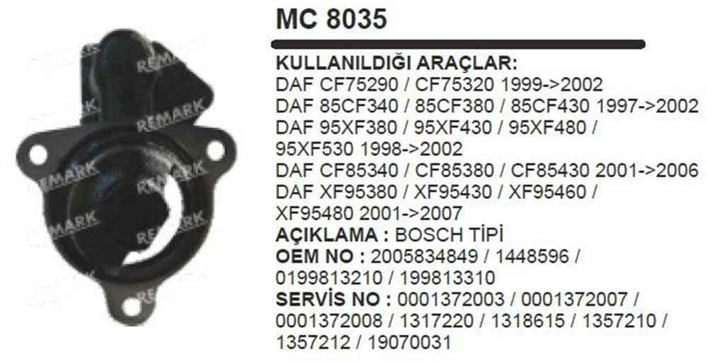Pinyon Kapağı Bosch 372.DAF CF85 75CF – DAF XF95