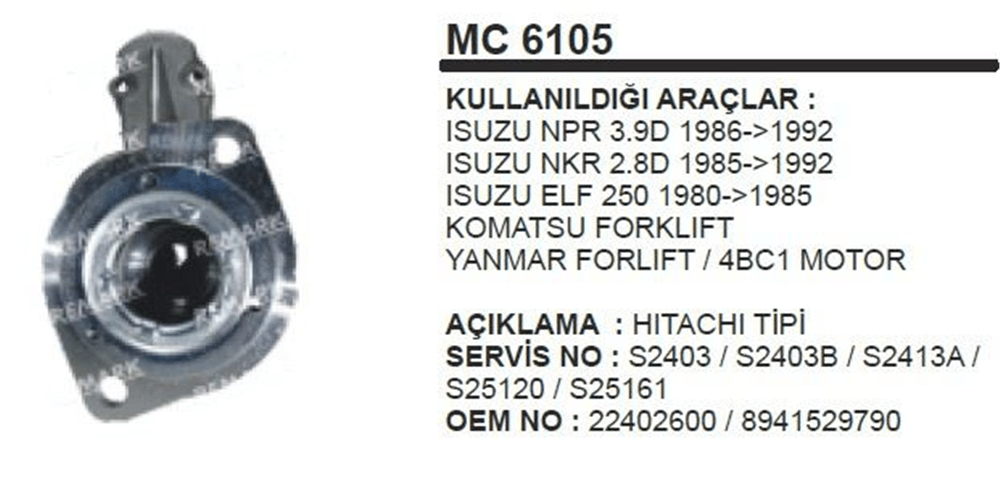Pinyon Kapağı Hitachi T.isuzu Pinyon Kapağı – Isuzu NPR