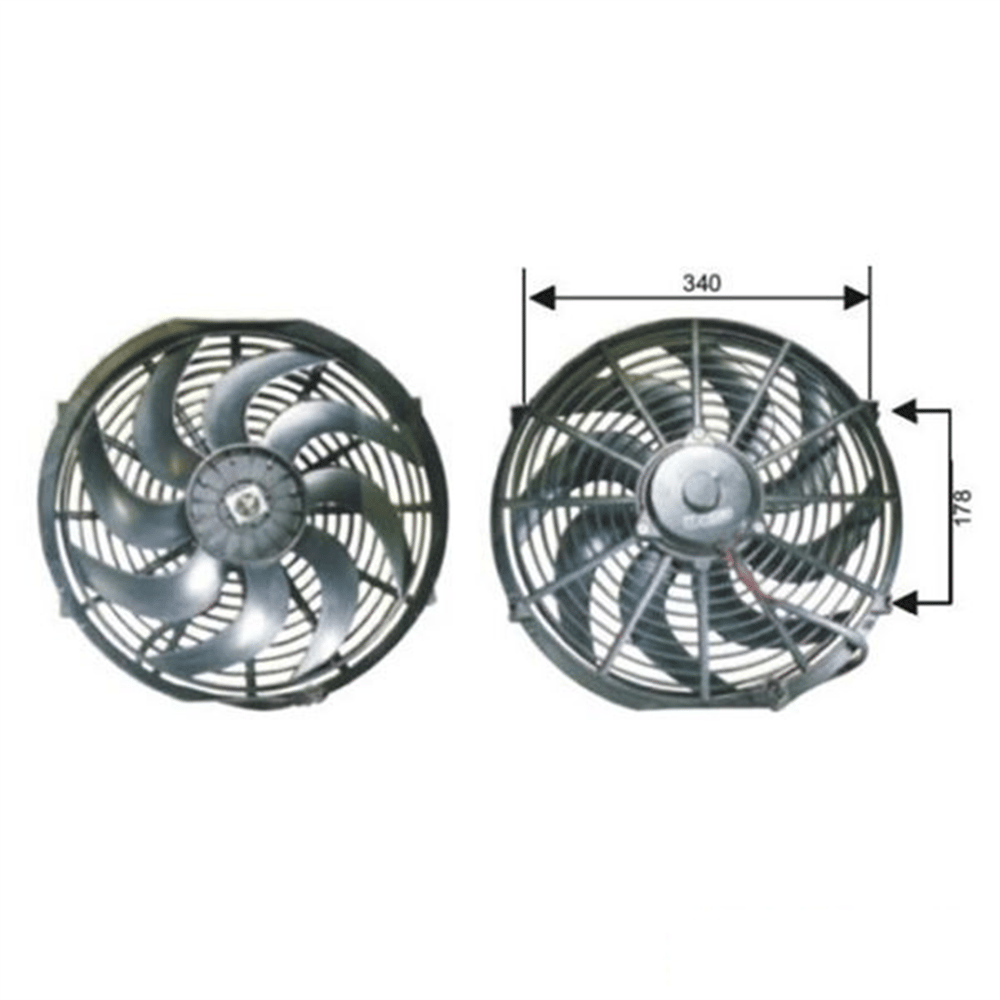 Remark Fan Motoru 12V Üniversal Pervaneli S Kanat 14 Inch Emici