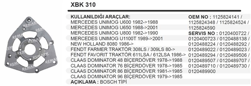 Remark Kumanda Taraf Kapağı Bosch Tip Alternatör (007 8036)