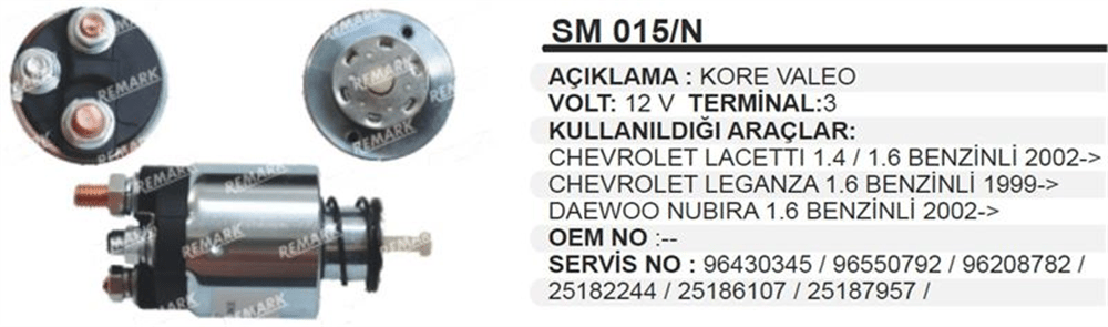 Remark Marş Otomatiği 12V – Accent Getz Lacetti Kia Lacetti (006 09528F)