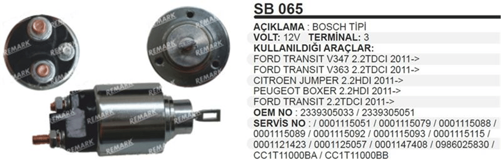Remark Marş Otomatiği 12V – Ford Transit, Citroen Jumper, Fiat Ducato vb.