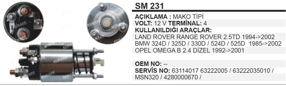 Remark Marş Otomatiği 12V Marelli – BMW Opel Omega