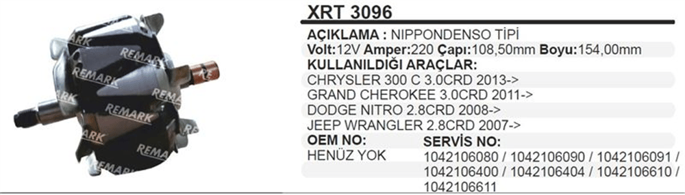 Rotor 12V 220A Grand Chrysler – Jeep Cherokee