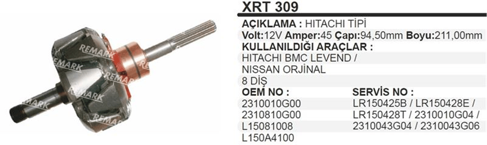 Rotor 12V – Hitachi BMC Levend Nissan ORJ.