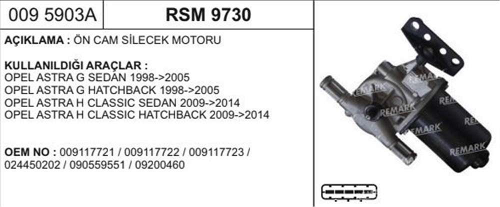 Silgi Motoru 12V 5 Pin – Opel Astra G 1998-2014