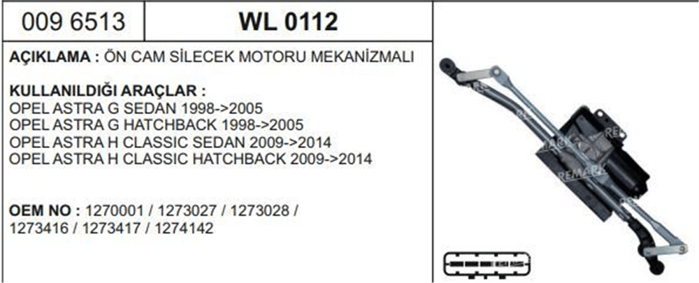 Silgi Motoru Mekanizmalı 5 Pin – Opel Astra G 1998-2014