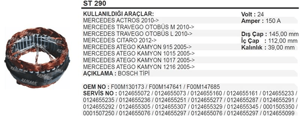 Stator 24V 150A – Mercedes Actros, Travego 2010+
