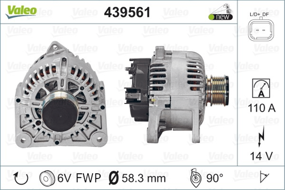 Valeo Alternatör 12V 110A Benzinli – Renault Megane II, Kangoo I, Clio II vb. (439561)
