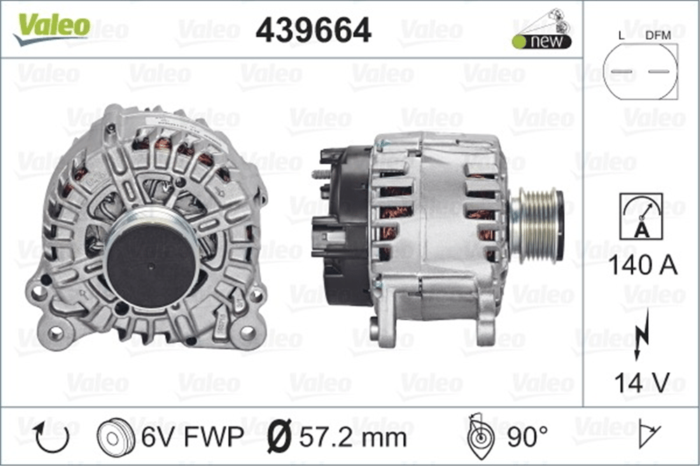 Valeo Alternatör 12V 140A LDFM Uç – Audi A3, A4, Volkswagen Golf V vb. (439664)