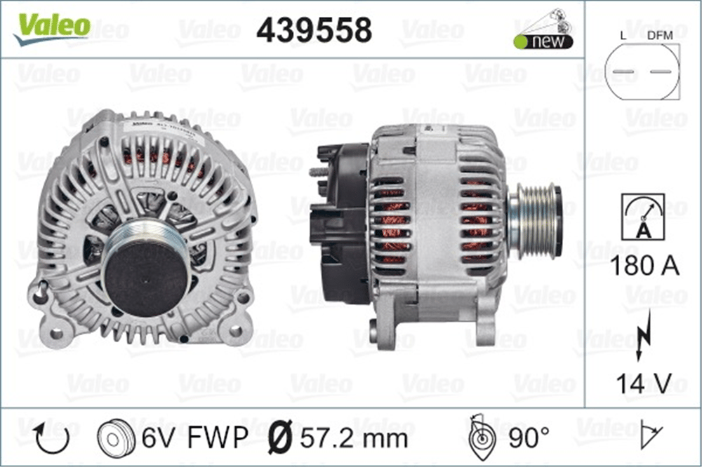 Valeo Alternatör 12V 180A TDI-2.0TDI-2.0FSI CC L.DFM Uçlu – Volkswagen Passat, Crafter, Skoda Yeti vb. (439558)