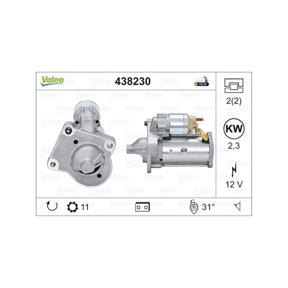 Valeo Marş Motoru 12V 11 Diş 2.0KW Start/Stoplu – Ford C-Max II, Focus III, Transit vb. (438230)