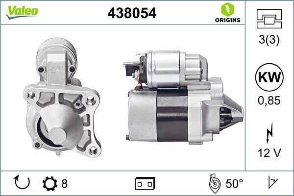 Valeo Marş Motoru 12V 8 Diş 0.8KW -16V – Renault Megane II 165, Clio III, Fluence (438054)