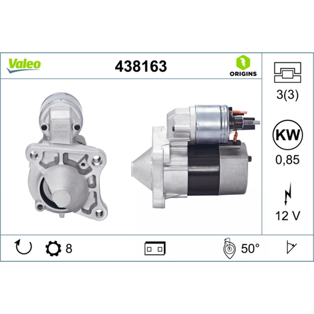 Valeo Marş Motoru 12V 8 Diş 0.8KW – Dacia Logan, Lodgy, Duster vb. (438163)