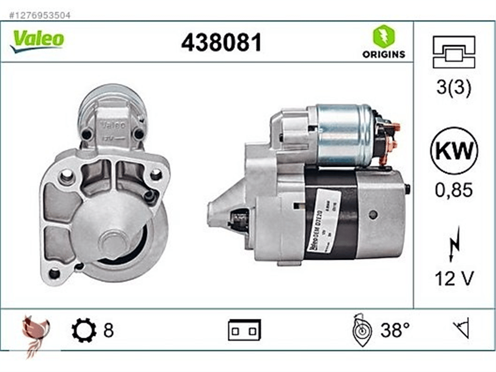 Valeo Marş Motoru 12V 8 Diş 0.8KW D7E15 RN/Rte/Rne Gte GTL GTS – Renault 19 (R19), Clio II, Megane I vb.