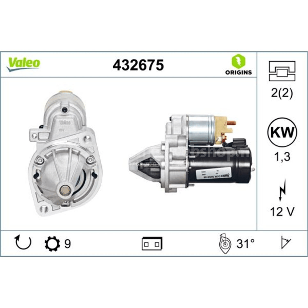 Valeo Marş Motoru 12V 9 Diş 1.2KW Kasa E230 Benzinli – Mercedes W202, C180, C200 vb.