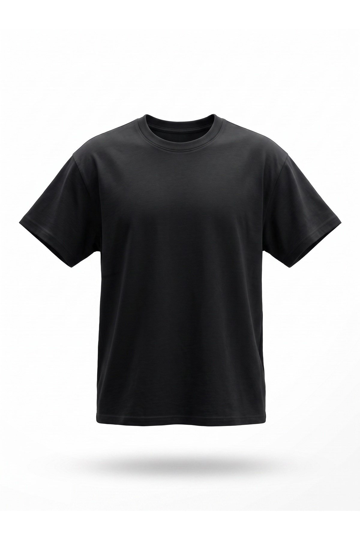 Unisex Oversize Pamuklu Dokulu Bisiklet Yaka Premium Basic Tişört