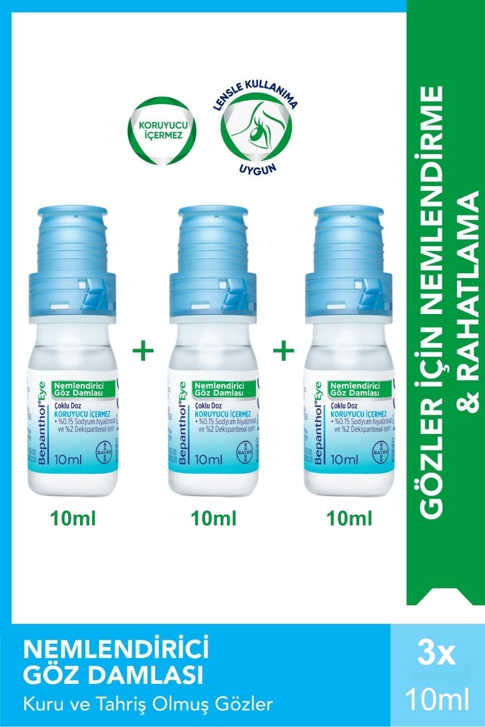 Bepanthol Eye Nemlendirici Göz Damlası 10 ml x 3 Adet