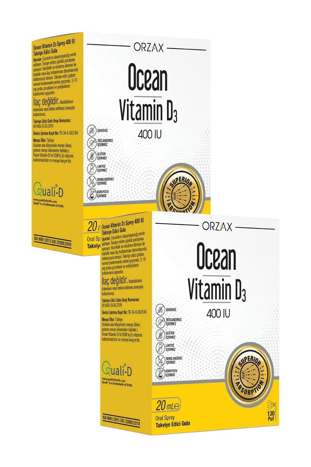 Ocean Vitamin D3 400 IU Sprey 20 ml x 2 Adet