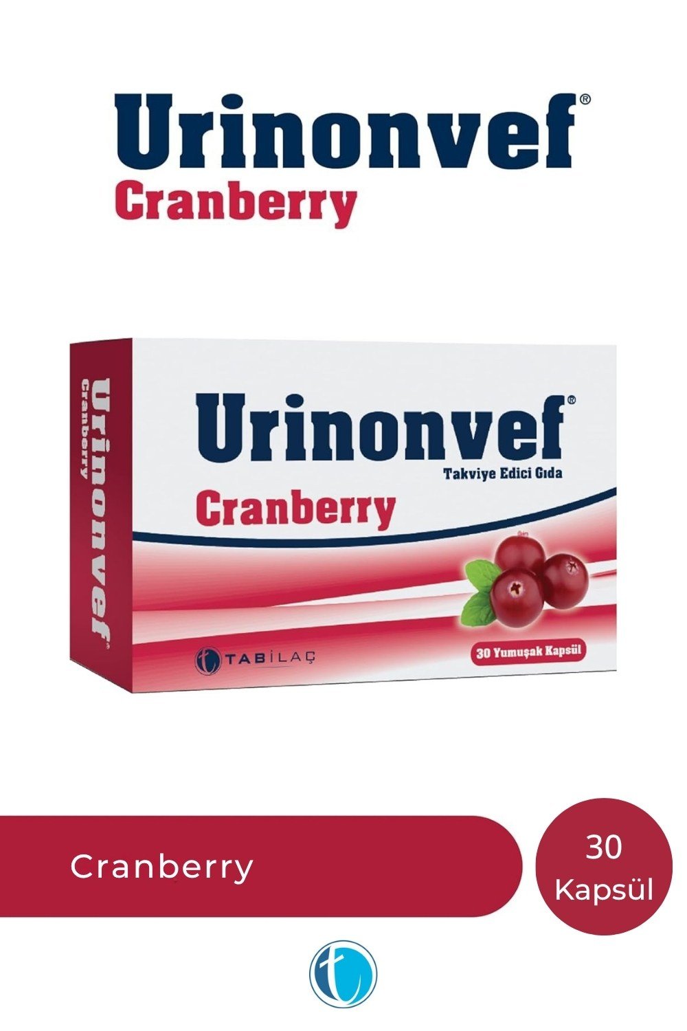 Urinonvef Cranberry 30 Yumuşak Kapsül