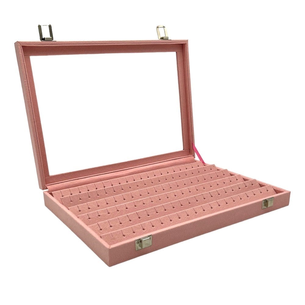 Cam Kapaklı Küpe Kutusu Pembe