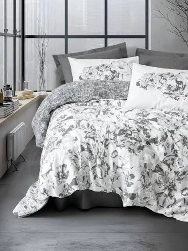 Cotton Box Florva Antrasit Çift Kişilik Nevresim Takımı