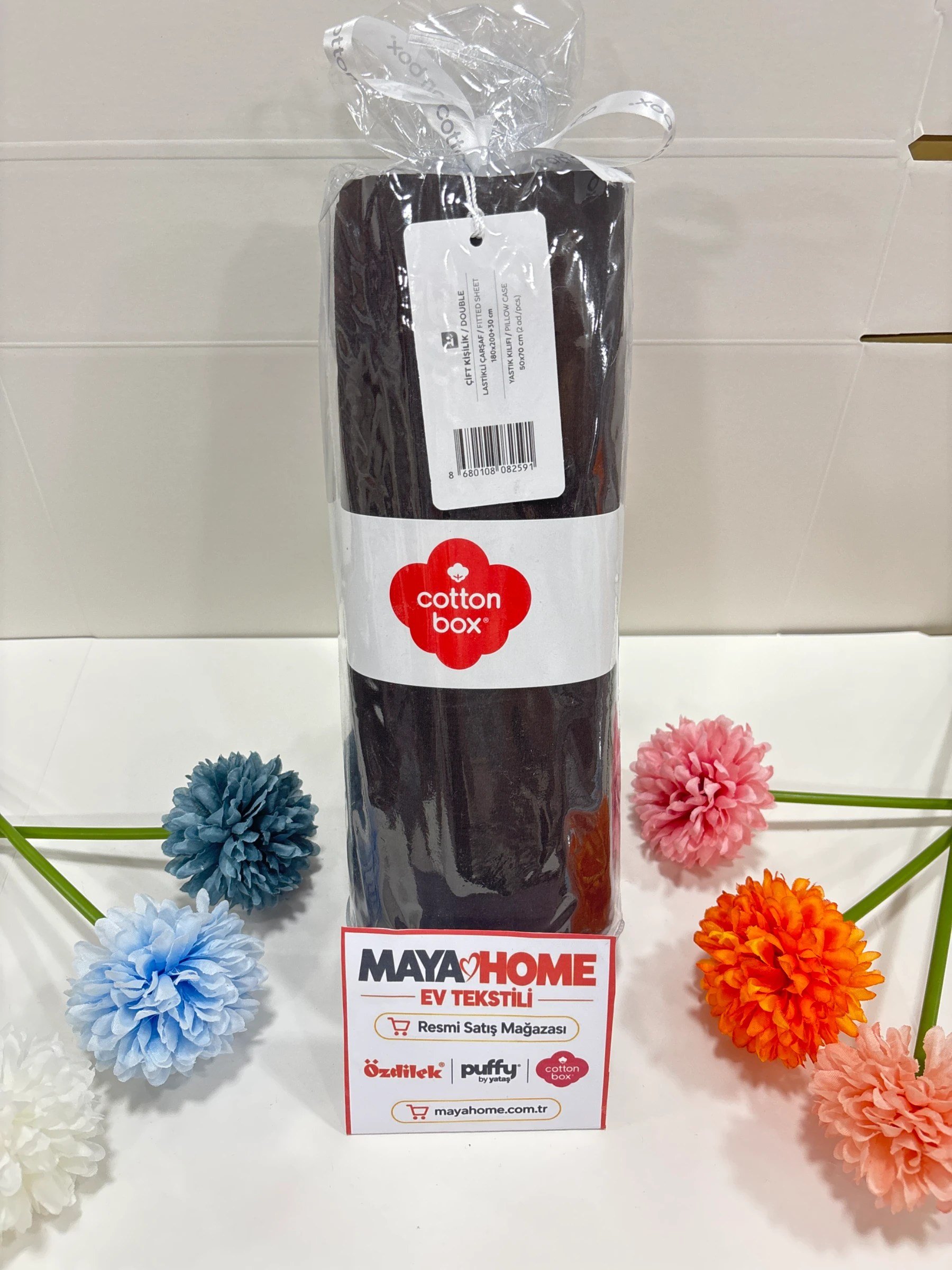 Cotton Box Koyu Kahve Battal Çift Kişilik Lastikli Çarşaf Seti 180x200