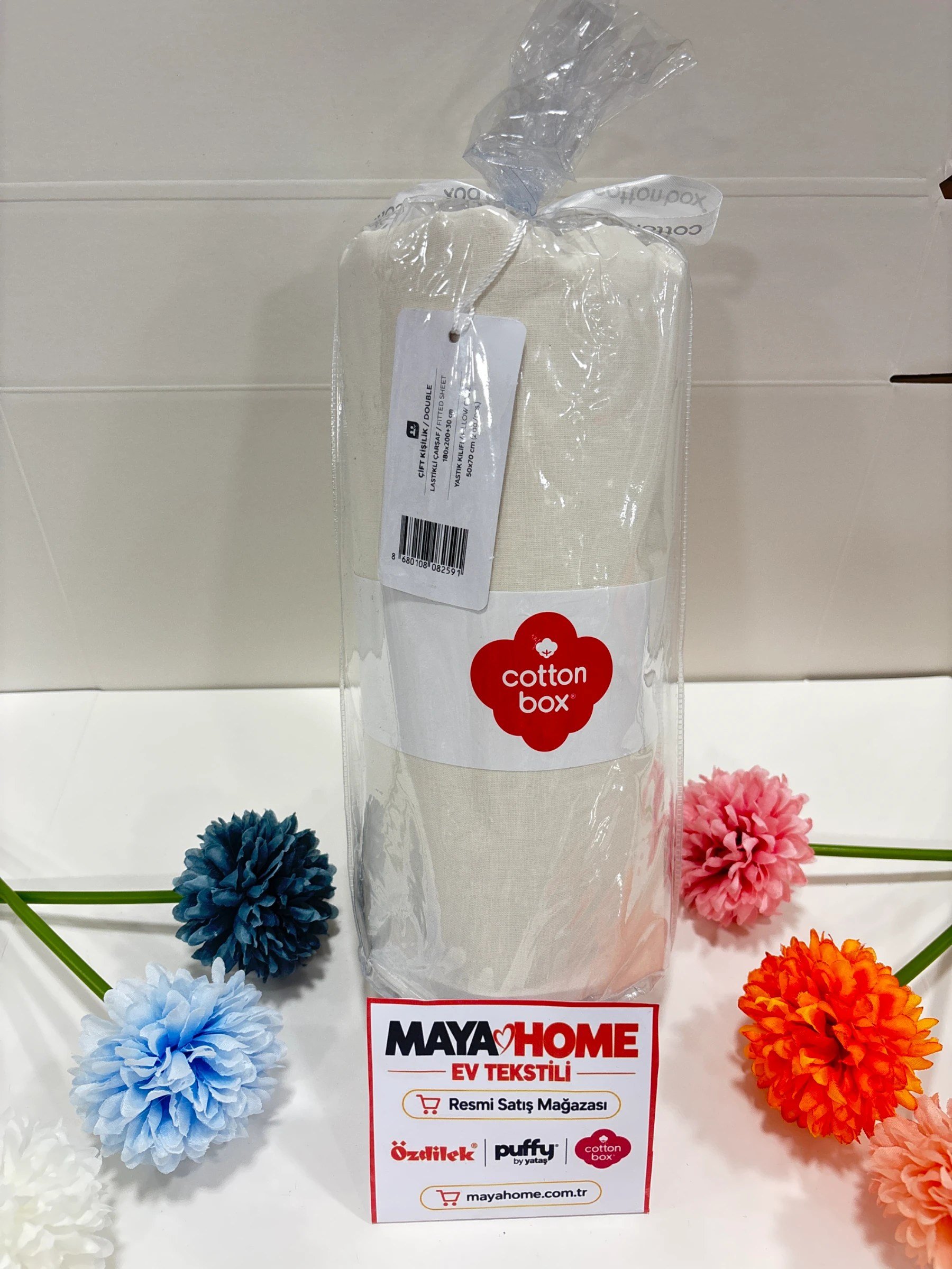 Cotton Box Krem Battal Çift Kişilik Lastikli Çarşaf Seti 180x200