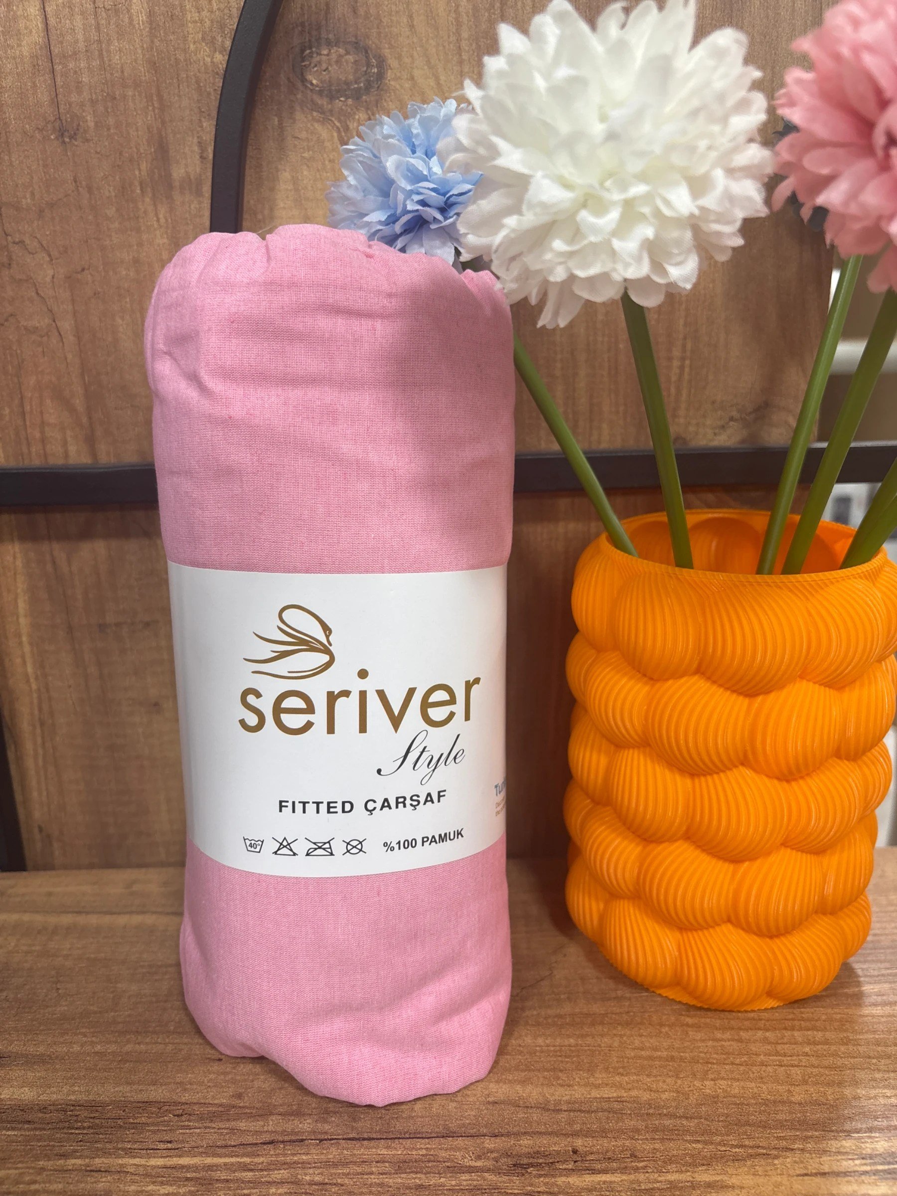 Seriver Çift Kişilik Pembe Lastikli Çarşaf Seti 160x200+30