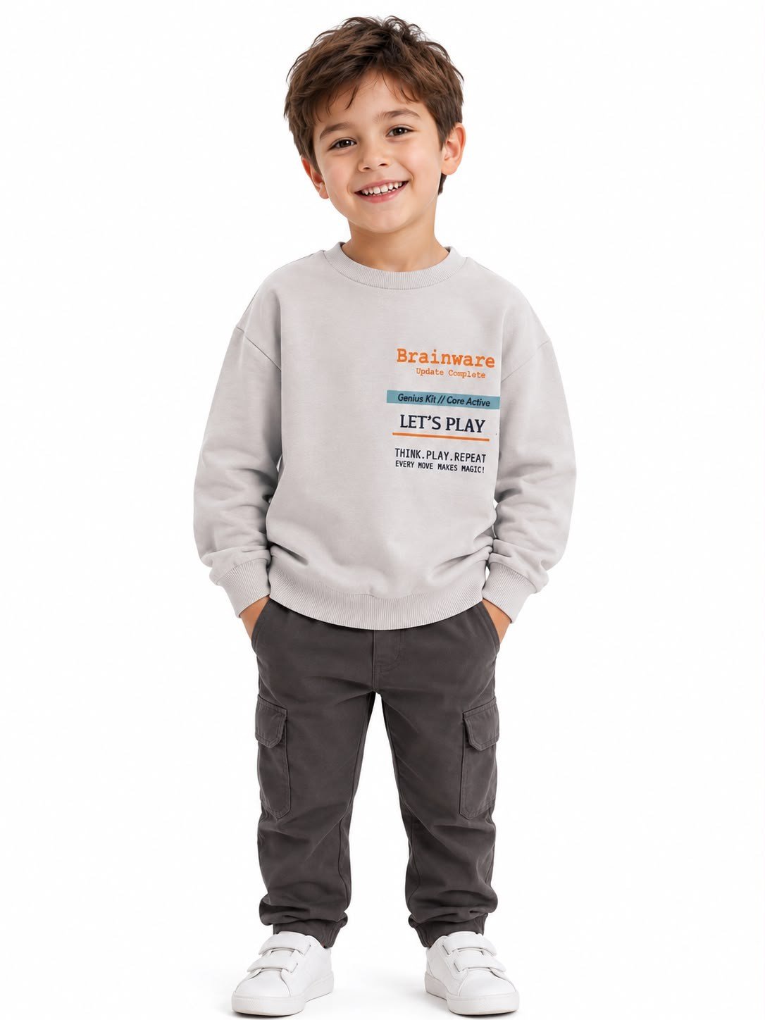 ERKEK ÇOCUK BASKILI SWEATSHİRT GRİ