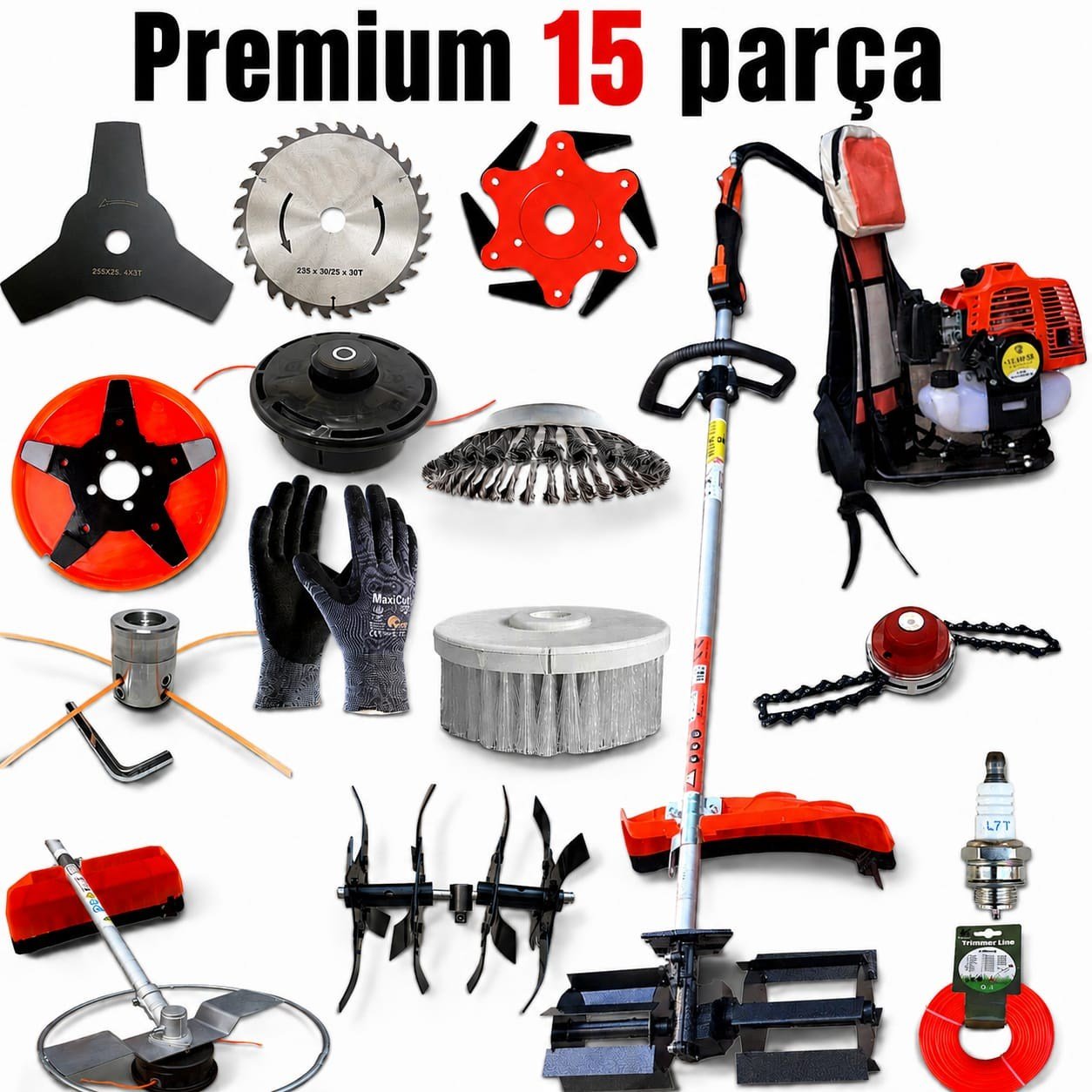 Premium 15 Parça Full Paket Sırt Çantalı Ot Kesme Ve Çapa Makinesi