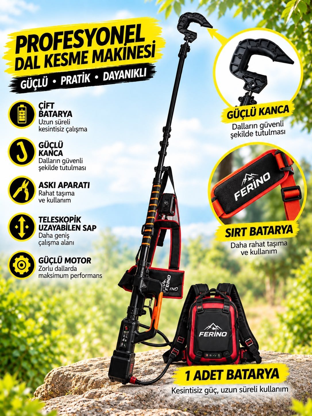 Sırt Çantalı Akülü Hasat Makinesi 24V 12AH