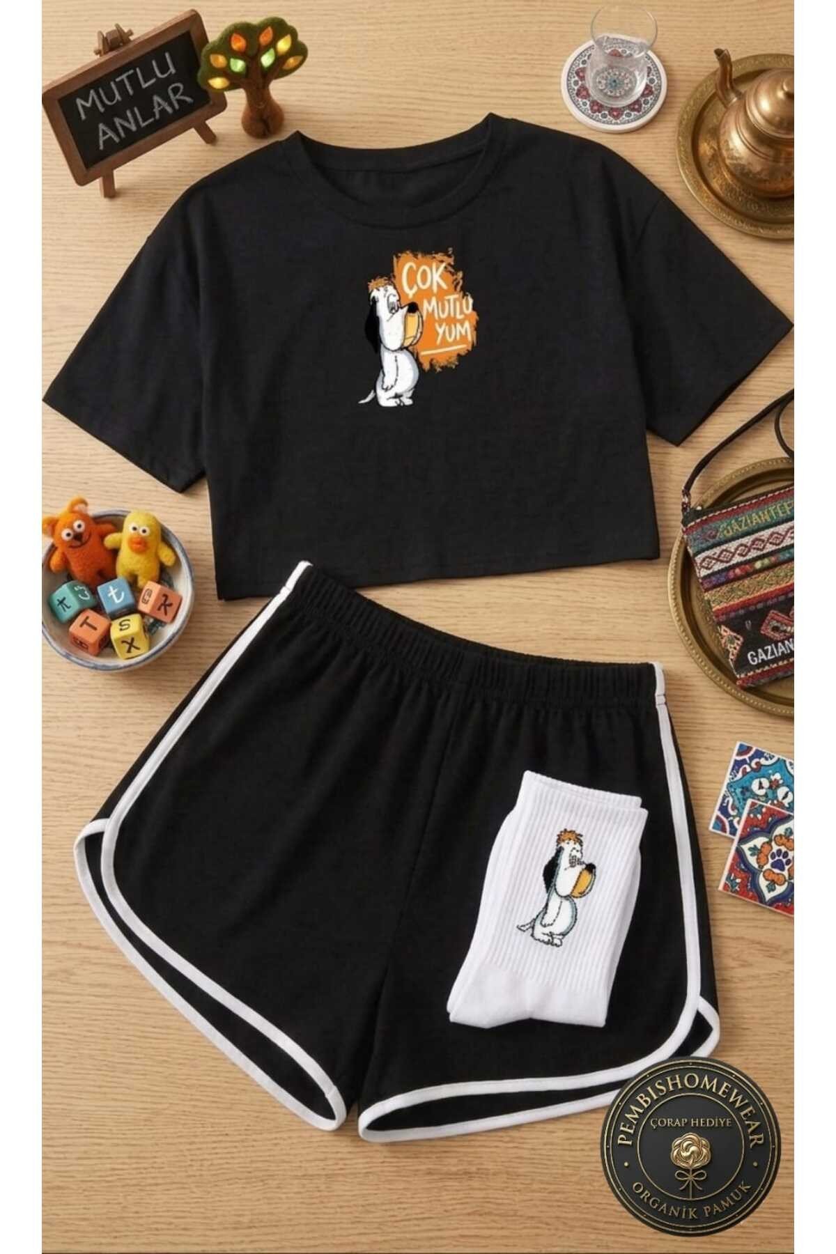 %100 Pamuklu Kadın Pijama Takımı | Çorap Hediyeli!