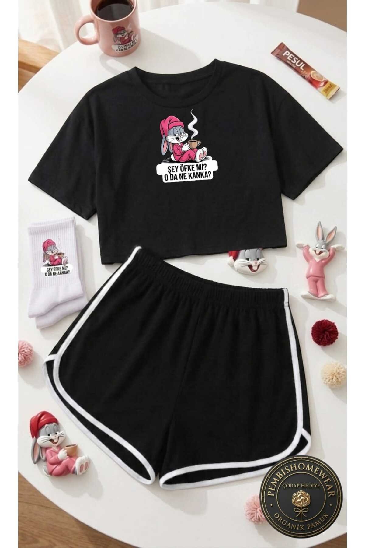 %100 Pamuklu Kadın Pijama Takımı | Çorap Hediyeli!