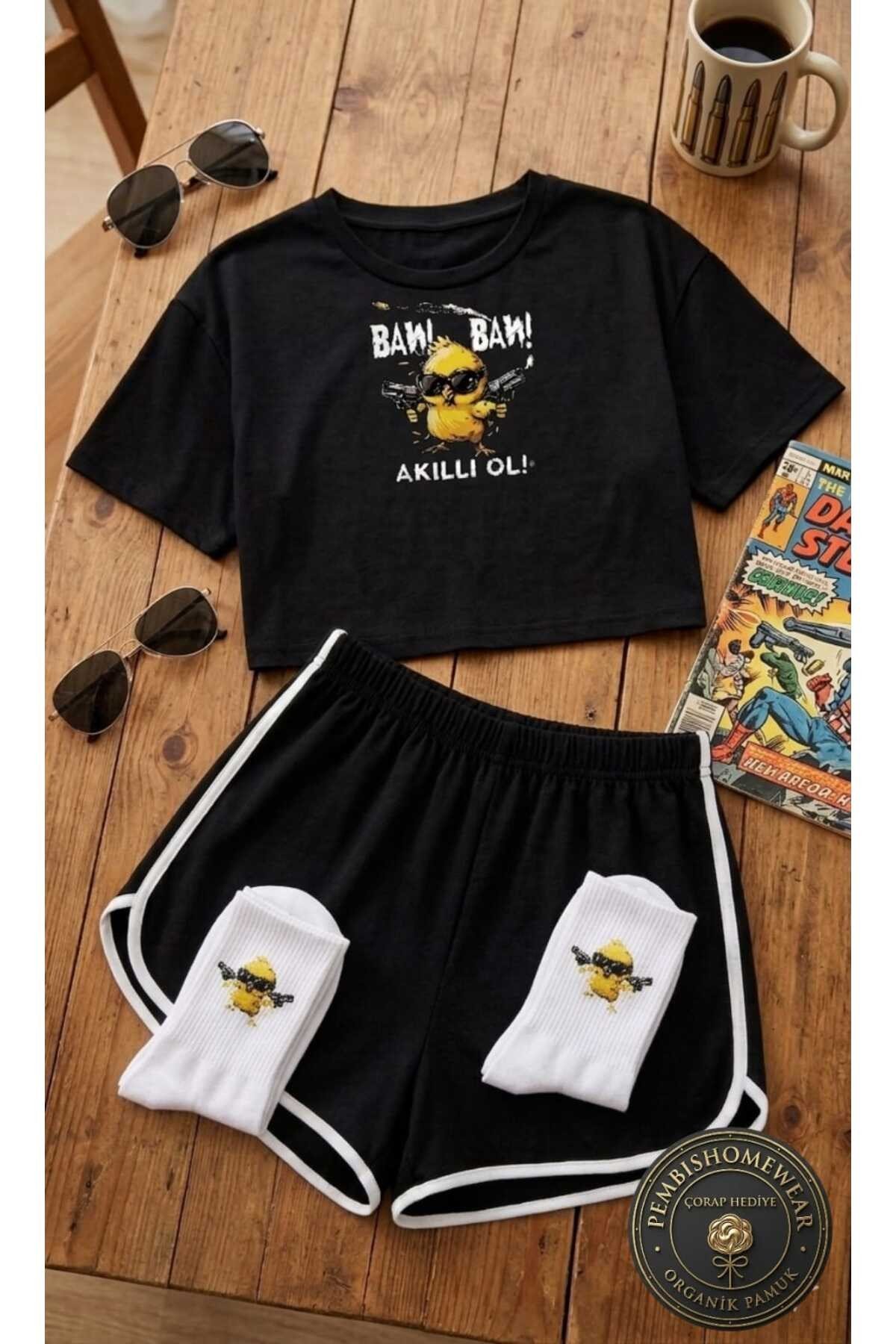 %100 Pamuklu Kadın Pijama Takımı | Çorap Hediyeli!