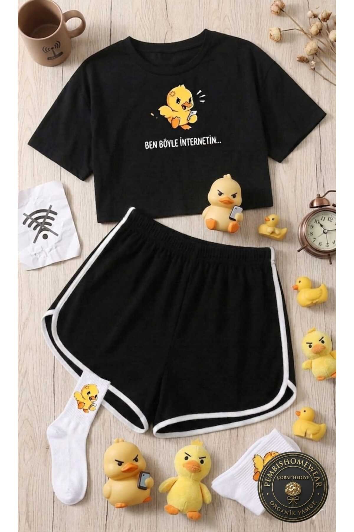 %100 Pamuklu Kadın Pijama Takımı | Çorap Hediyeli!