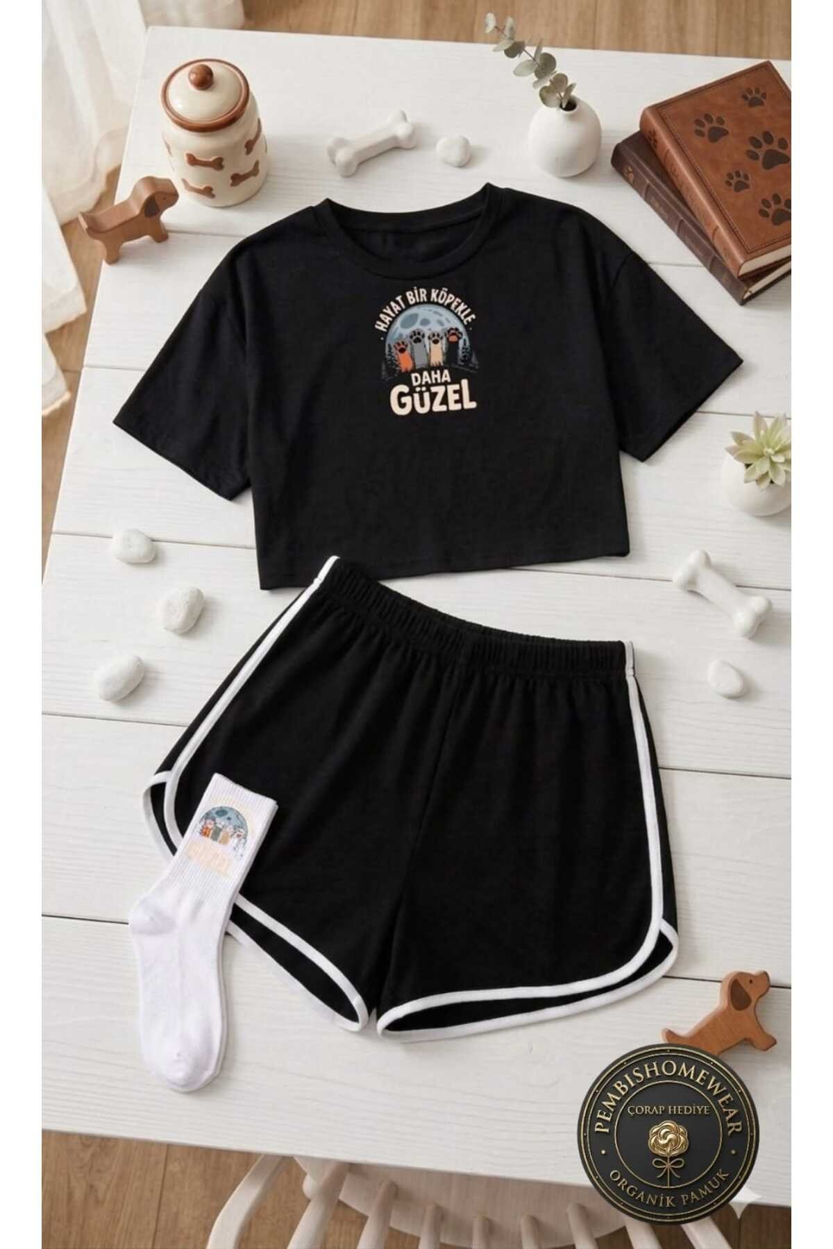 %100 Pamuklu Kadın Pijama Takımı | Çorap Hediyeli!
