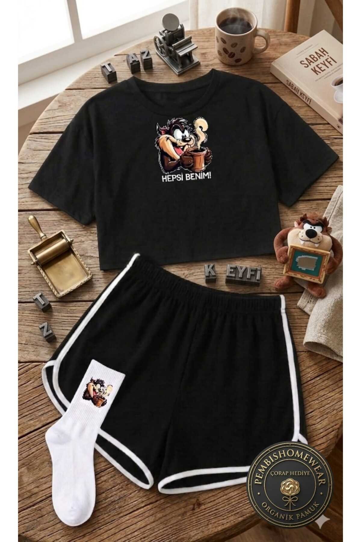 %100 Pamuklu Kadın Pijama Takımı | Çorap Hediyeli!