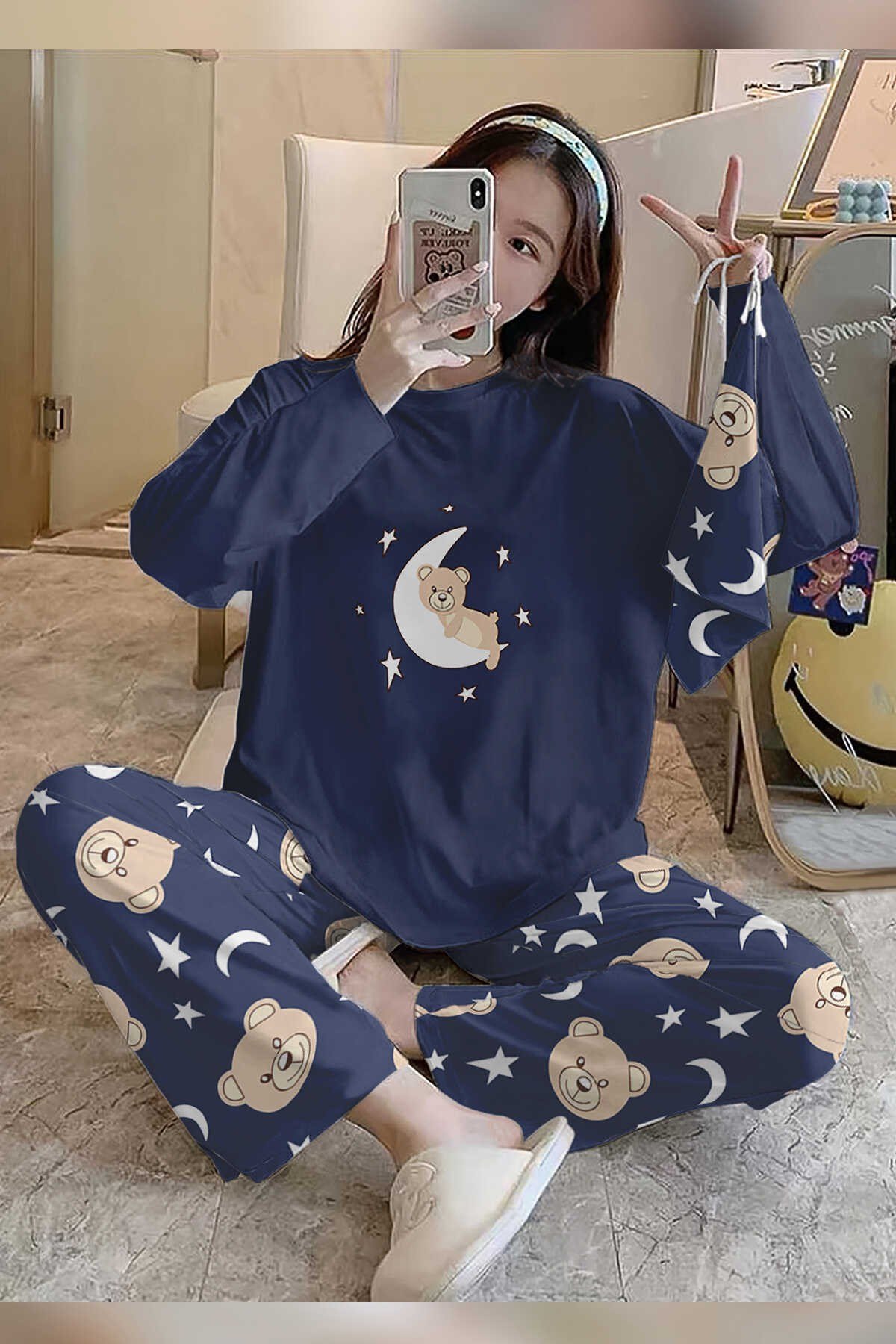 Bahd Bear 2 Blue Süpersoft Kadın Pijama Takımı 3012