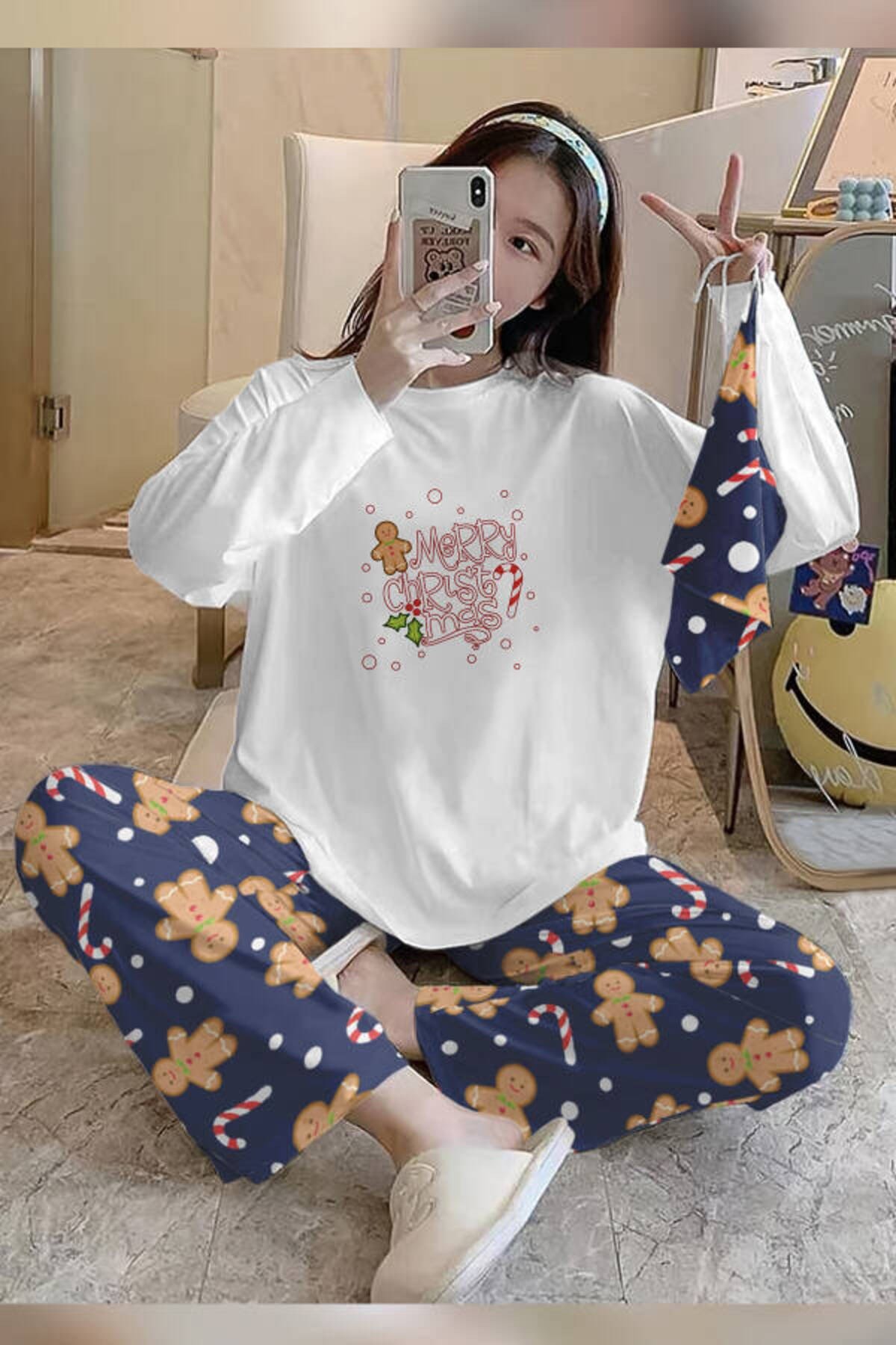 Bahd Christmas17 White Süpersoft Kadın Pijama Takımı 3647