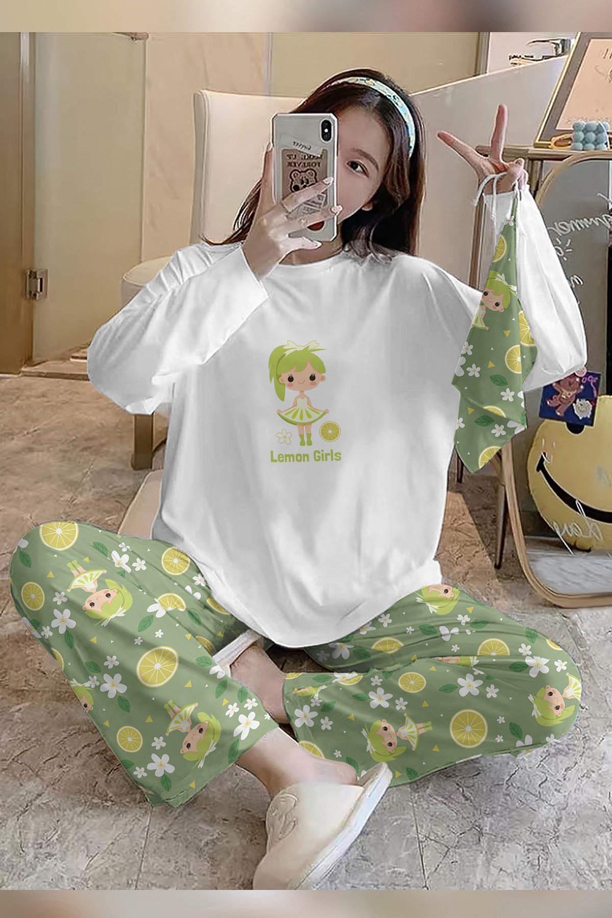 Bahd Lemon Girl White Süpersoft Kadın Pijama Takımı