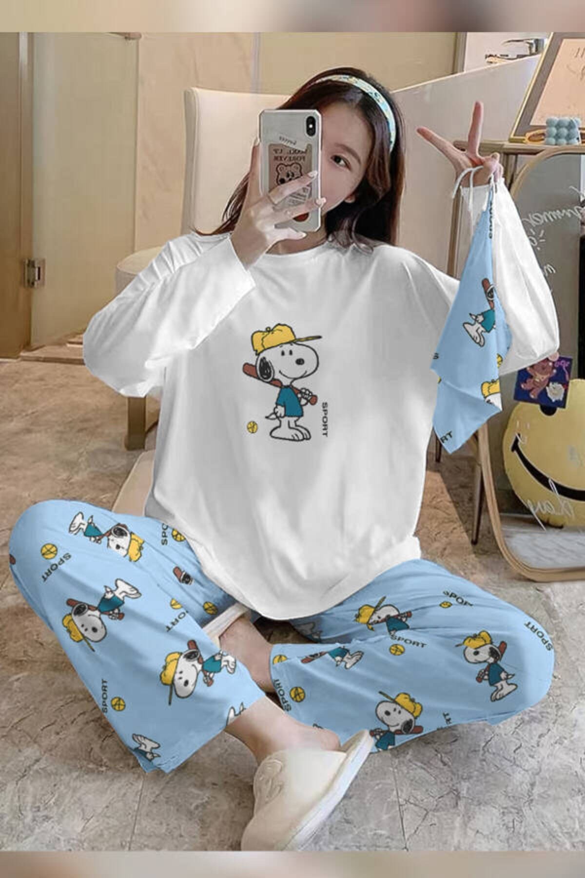 Bahd Snoopy Süpersoft Kadın Pijama Takımı 2977