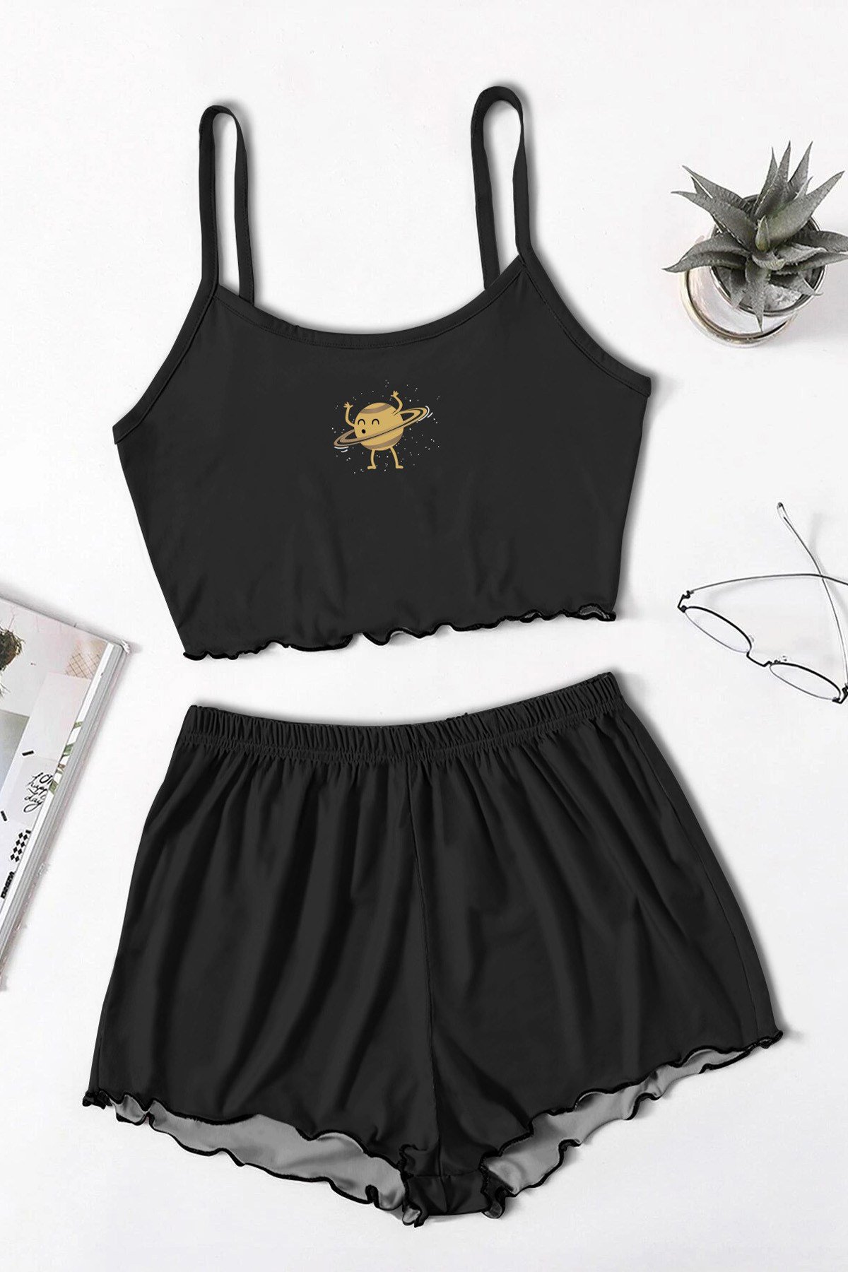 Blacked Planet Askılı Şort Takımı