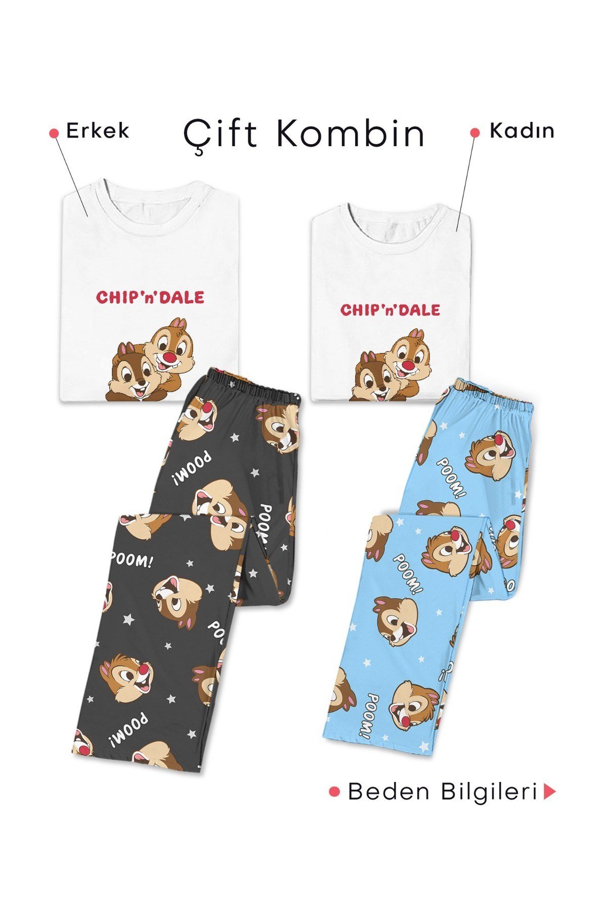 Çift Kombini Chip N Dale Penye Uzun Kollu Pijama Takımı